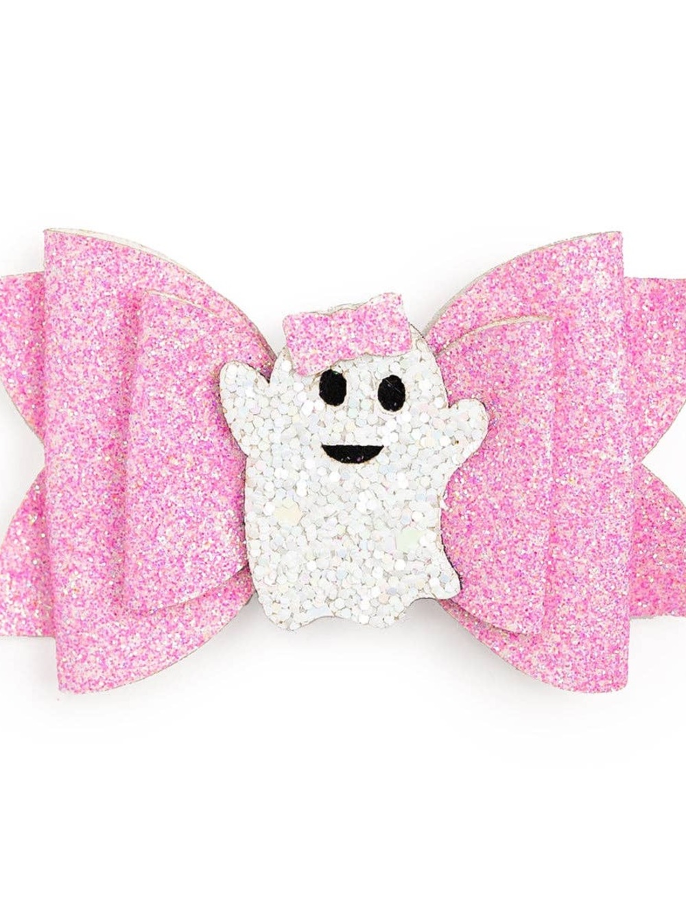 Sweet Wink Pink Glitter Ghost Hair Bow for Kids